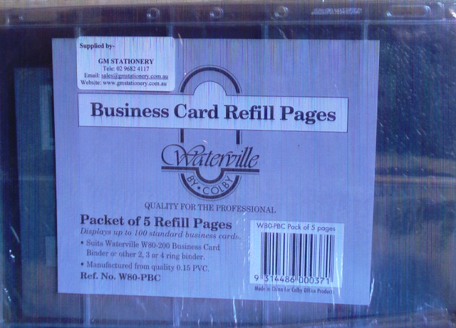 Waterville W80 PBC Business Card Refills A4 Pack 5 - Free Ship.